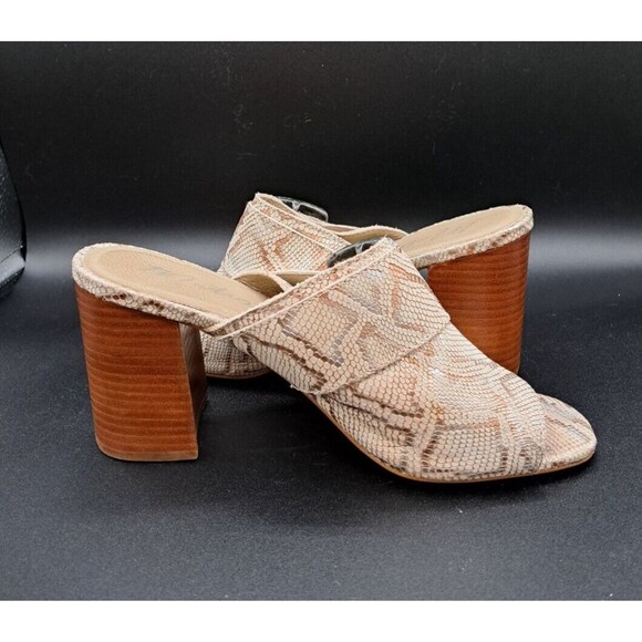 Matisse~Women's Beatrice Open Toe Mule Beige/Gold Snak Print~Size 8.5M - Picture 6 of 14